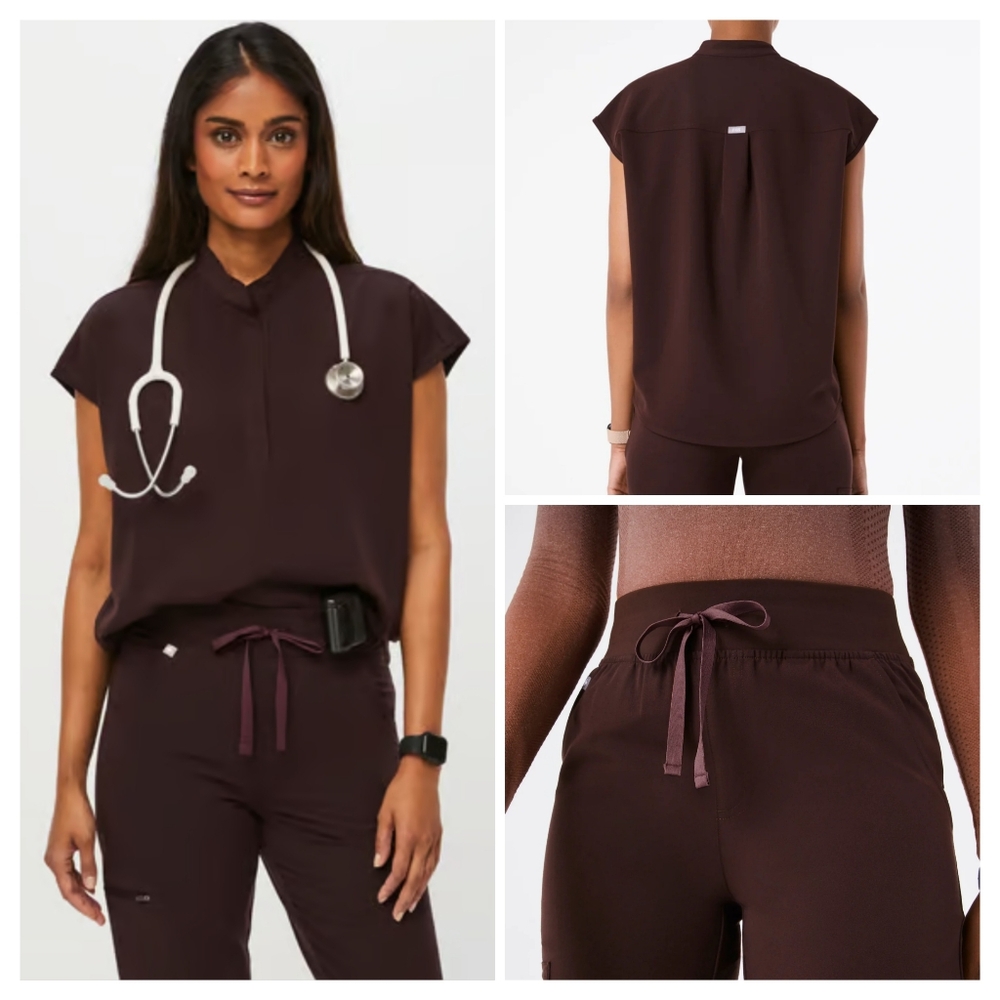 Figs set Zamora high waisted pants Rafaela top espresso medium